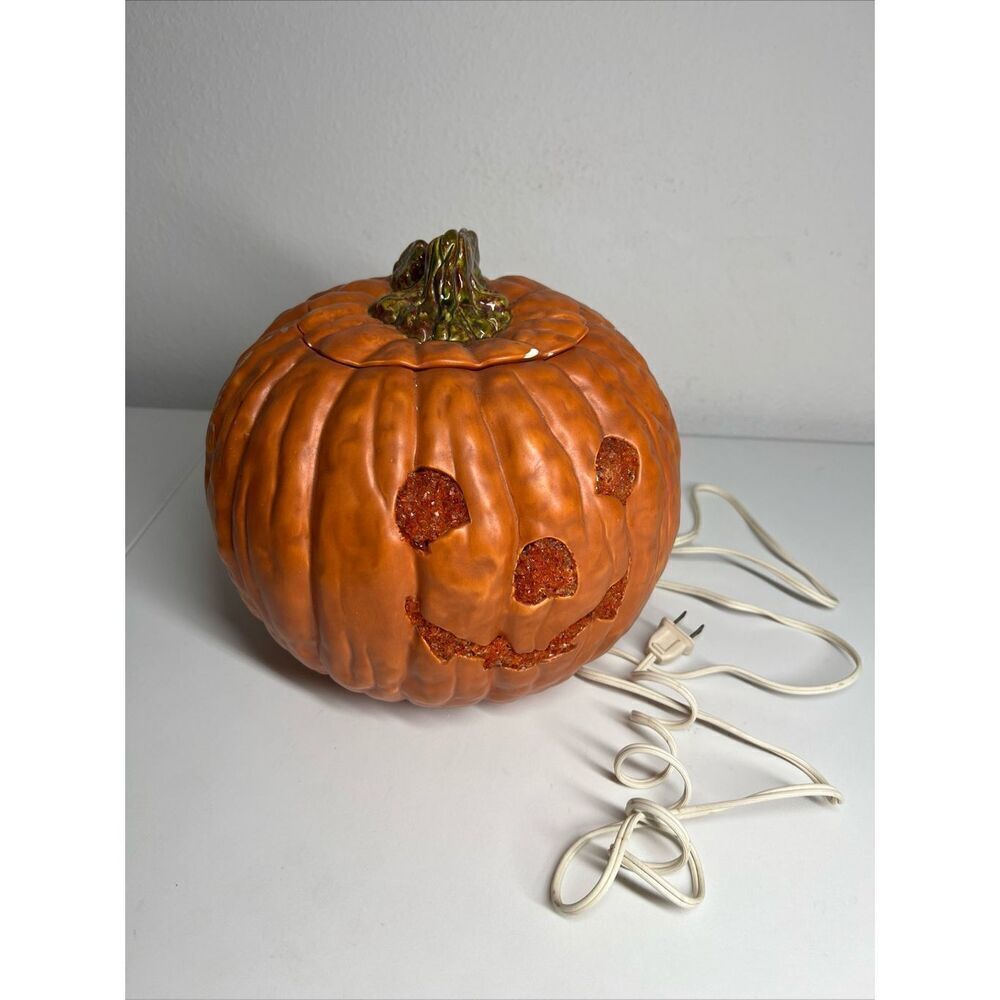 Rare Vintage 1984 Donna Shotto Ceramic Pampkin Lamp 9” See Description - Picture 13 of 16